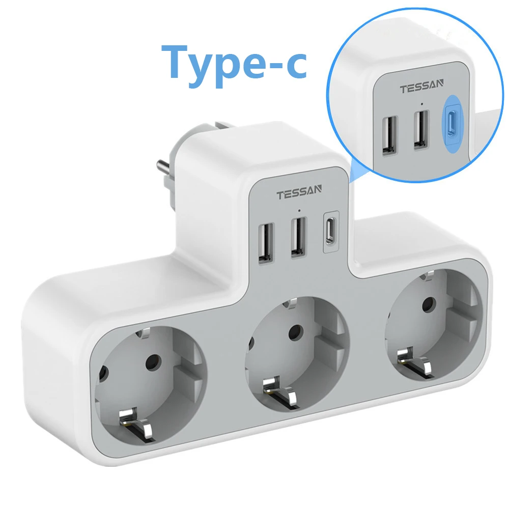 TESSAN USB Plug Adapter, Multi Outlets Wall Socket Extender with USB  Charging Ports, EU KR Plug Power Strip for Home Office - AliExpress