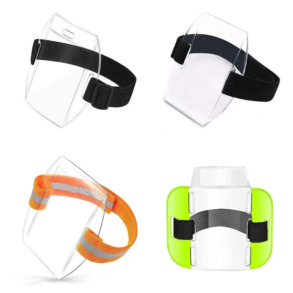 ID Card Holder PVC Plastic Polyester Reflective Wristband Arm Adjustable