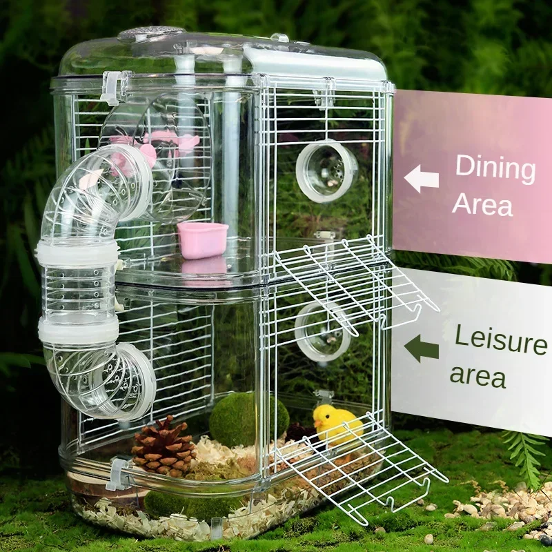 Hamster cage Large villa luxury double small hamster cage easy to clean ...
