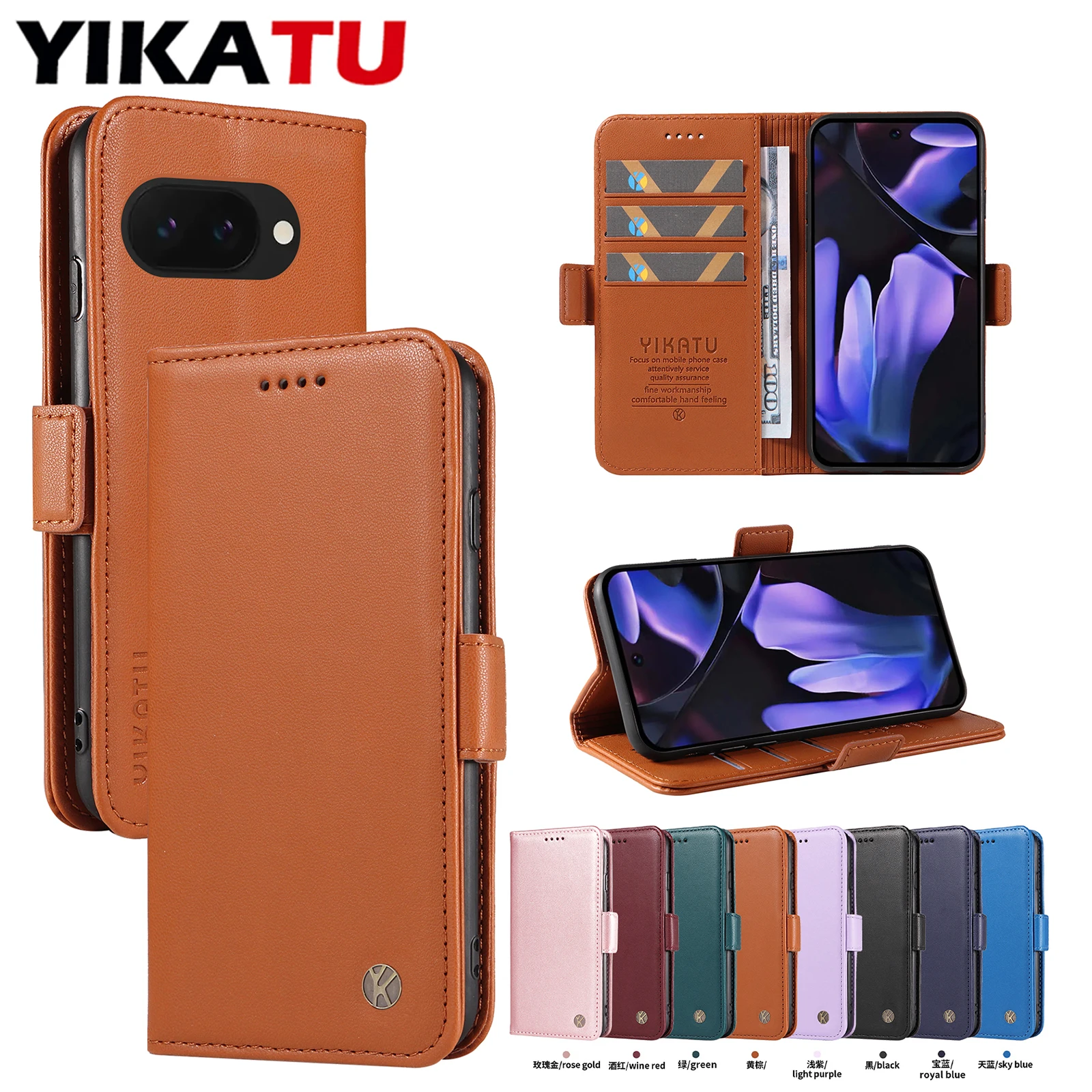 Magnetic Shockproof Flip Wallet Leather Case with RFID Blocking