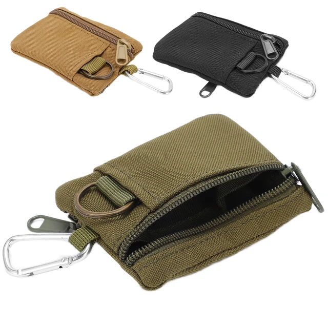 EDC Molle Pouch Wallet Portable Key Card Case Bag Coin Purse With Carabiner