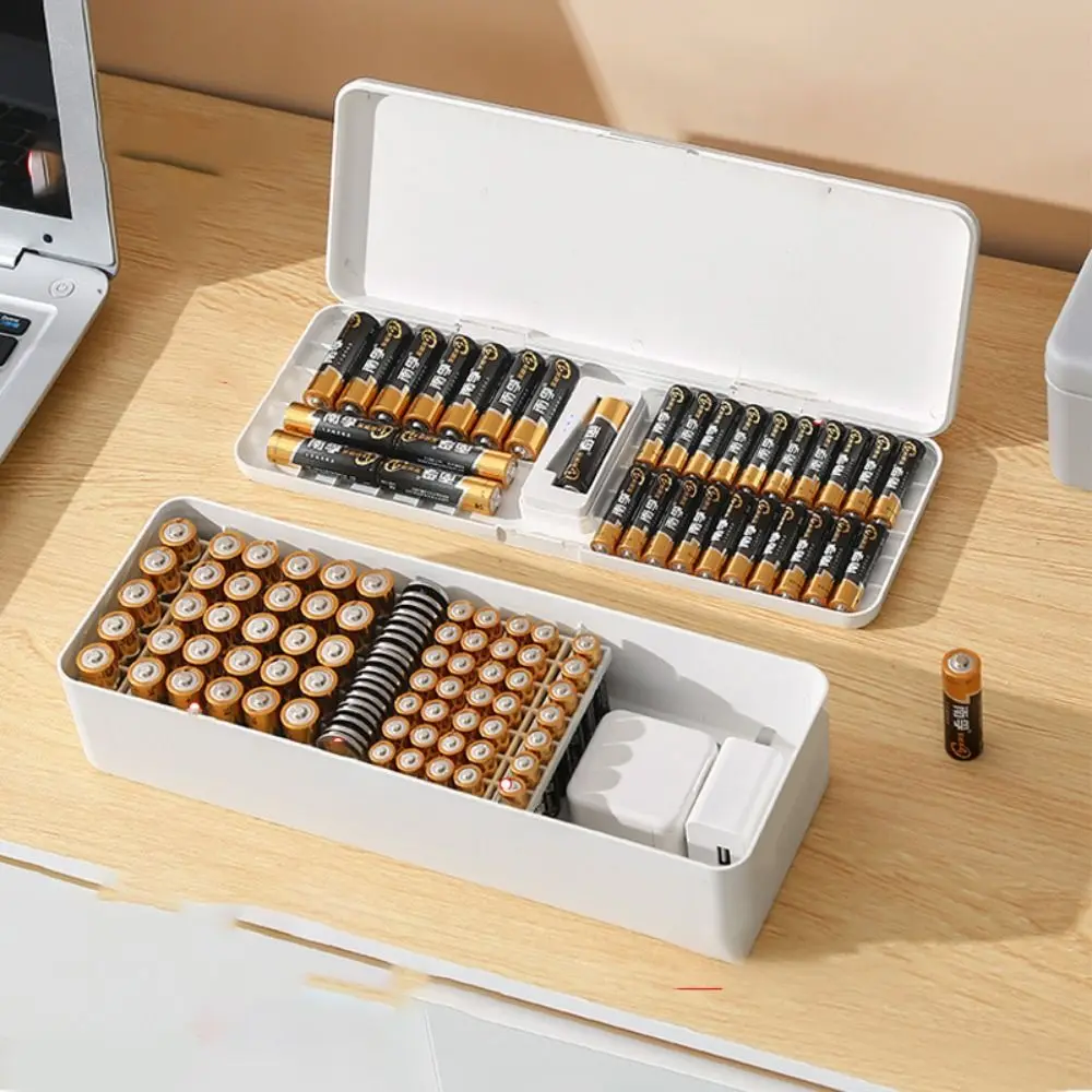 Battery storage box battery case battery box PP Battery Organizer Fall Prevention Durable Battery Storage Box Large Capacity Wear-resistant Data Cable Case