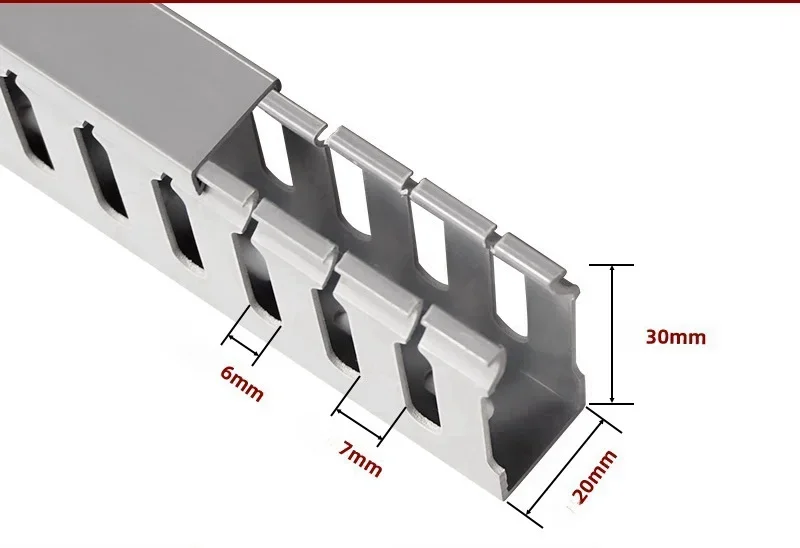 Flame Retardant PVC Cable Management Tray with Open Slot Channel - Desk Wire Organizer and Industrial Cabinet Box Raceway