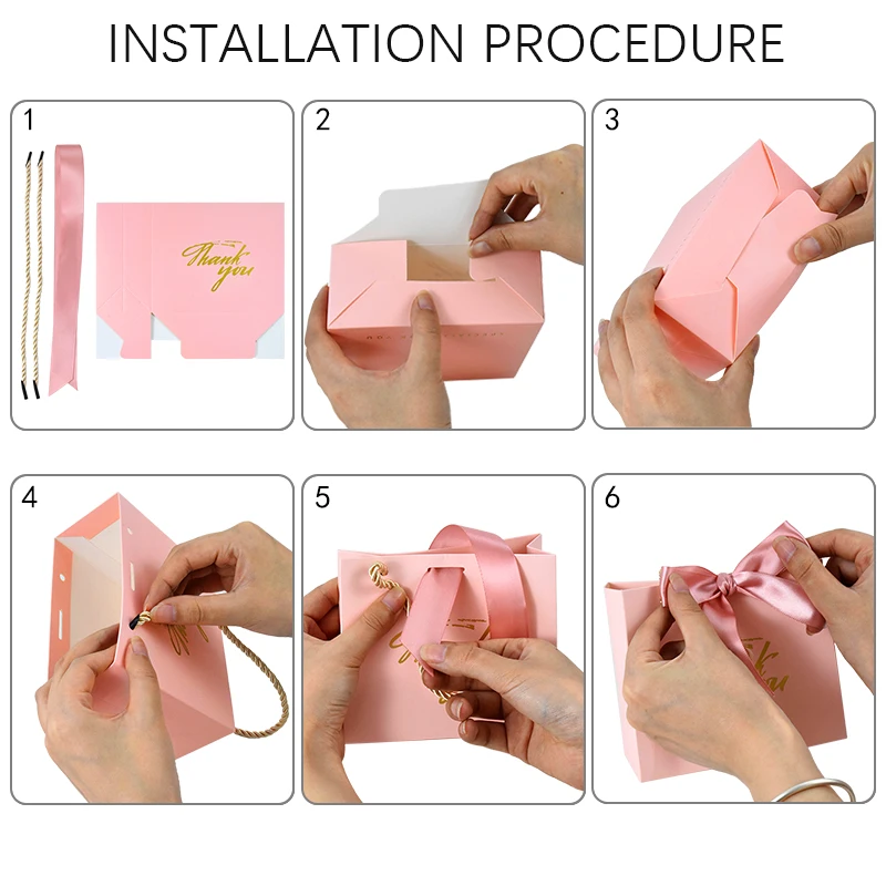 5/10/24Pcs Rosa Danke Süßigkeiten Boxen Hochzeit Geschenke Verpackung Handtasche Für Gäste Geburtstag Baby Shower party Decor Einkaufstasche – Detail 10