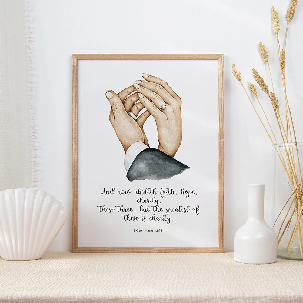 Love Bible Verse Poster Watercolor Family Hand Art Print Christian Canvas Painting Modern Wall Picture Living Room Bedroom Decor
