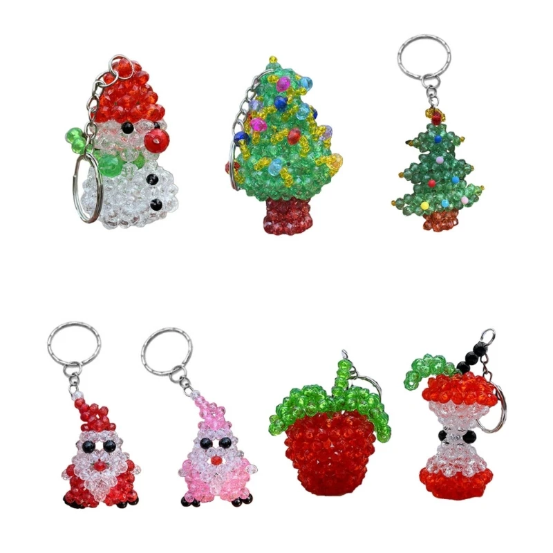 

Handmade Keychain Colorful Beads Pendant Phone Chain Christmas Theme Beaded Strap Dropship