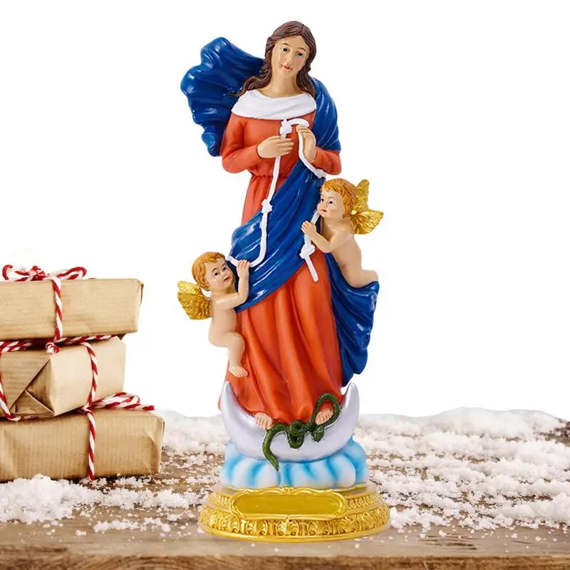 

Resin Virgin Mary Statue creative Ornament Holy Mary Sculpture with Full Color Carving for tabletop living room decoration