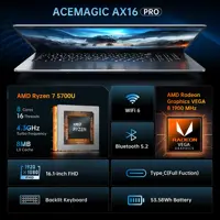 ACEMAGIC Gaming Notebook AMD Ryzen 7 5700U(Beat i7-1265U)Backlit Laptop Keyboard RAM 16GB NVME SSD 512GB 16.1" Full HD 1920x1080 2