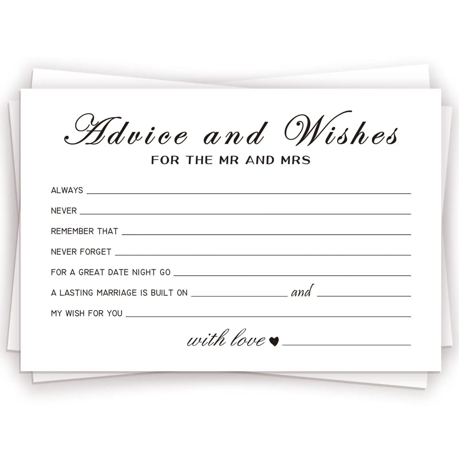 Greeting Cards Wedding Invitations Wedding Table Cards Wedding Name Cards Wedding Favor Tags Wedding Scratch Cards 50Pcs Advice Cards Note Marriage Advice Reception Decor Wedding Well Wishes Cards Bride and Groom Newlyweds Bridal Shower