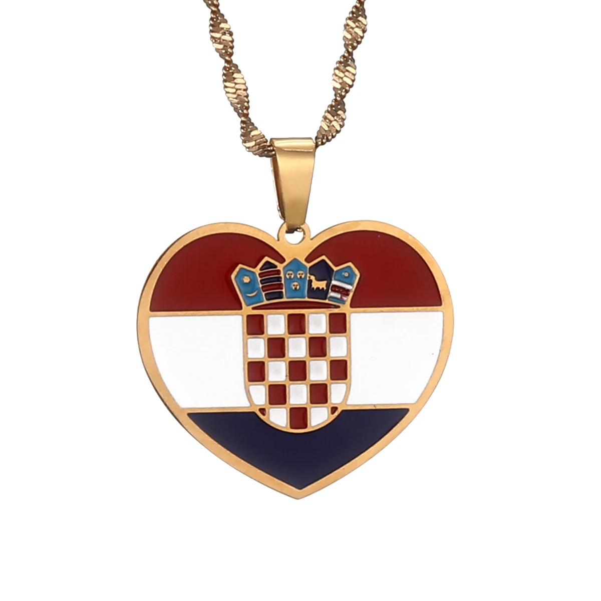 Stainless Steel Croatia Flag Pendant Necklace for Women Men Croatian National Symbol Jewelry 4