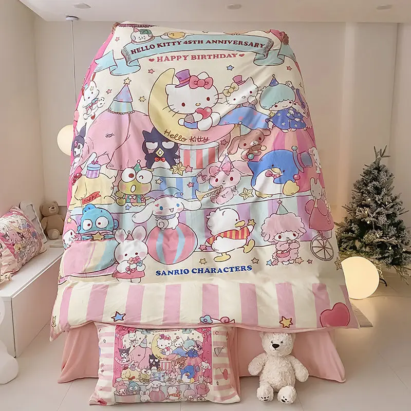 

Sanrio Cinnamoroll Milk Velvet bed SHeet 4-Piece Set Winter Warm Fleece Sheets Quilt Cover Pillowslip Student Dormitories 3Pcs