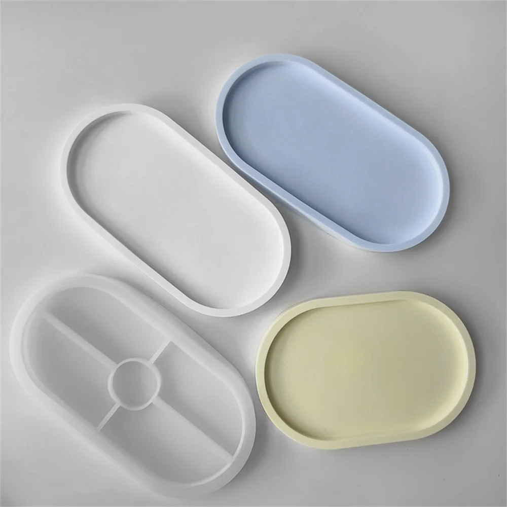 DIY Oval Tray Mold Storage Box Silicone Mold Oval Coaster Crystal Ashtray Cement Flower Pot Resin Casting Plaster