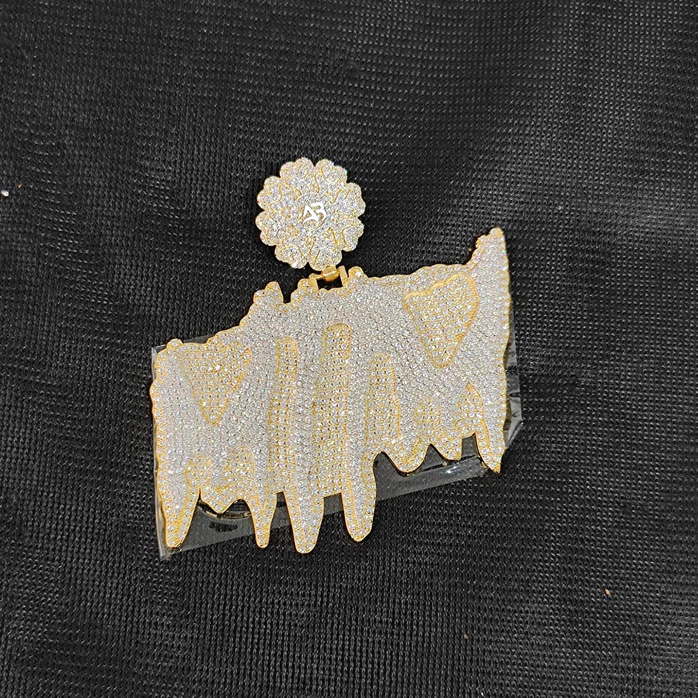 Personalized Customization VVS Moissanite Double-Layer Letter Diamond Pendant  Hip Hop 925 Sterling Silver Name Necklace Pendant