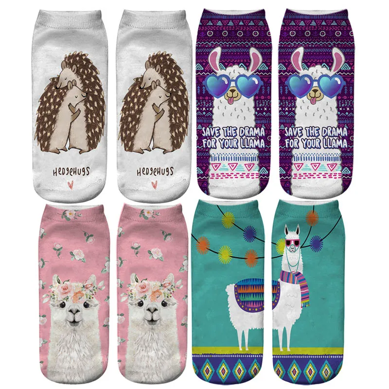 

Heart Eyes Llama New Hot Women Hosiery Printing Socks Girl Funny Meias Low Cut Ankle Calcetines Christmas Happy Gift Socks