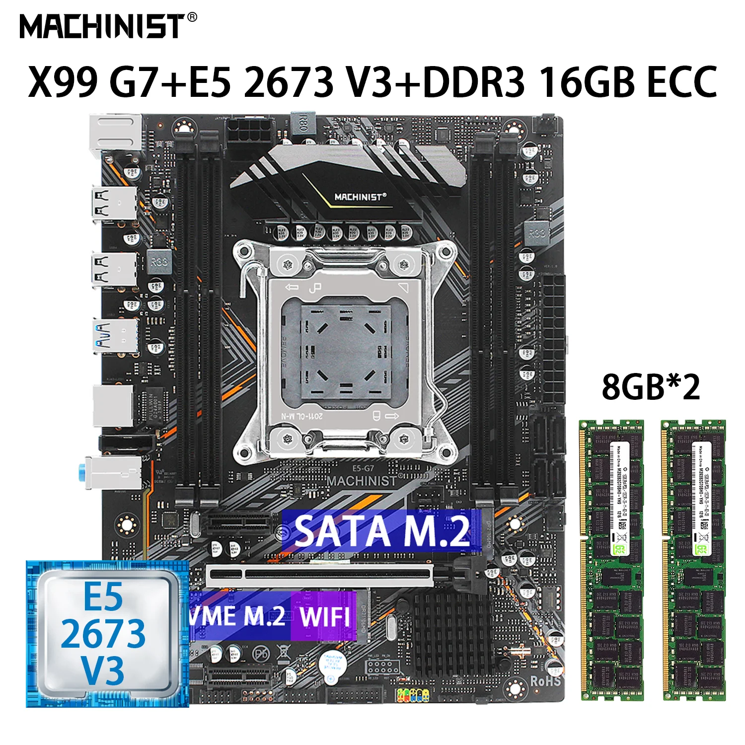 MACHINIST X99 G7 Motherboard Set LGA 2011 3 Kit Xeon E5 2673 V3 ...