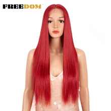Vrijheid Synthetische Lace Pruik 28 Inch Lange Rechte Haar Pruiken Zachte Rode Oranje Blonde Kant Voor Pruiken Voor Zwarte Vrouwen cosplay Pruiken