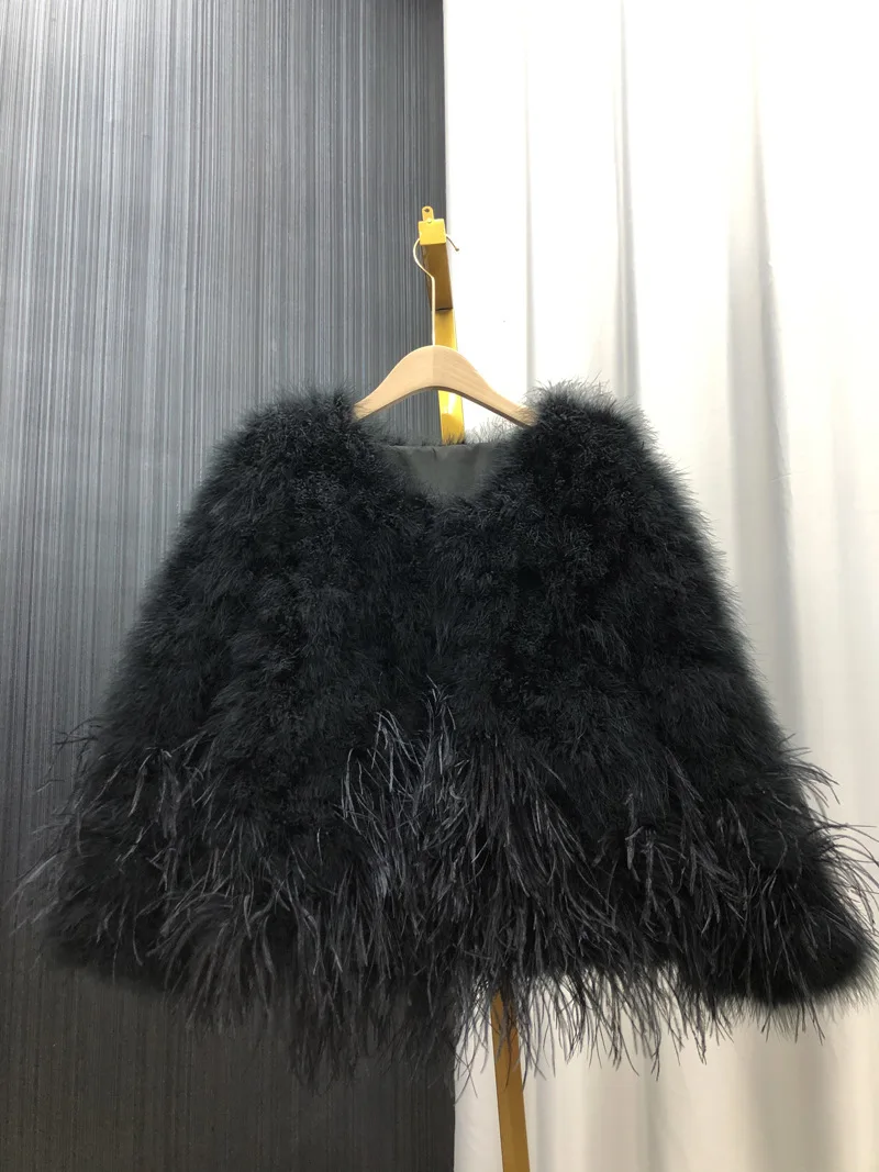 Echte Straußenfederjacke, warme Winter-Herbst-Damenbekleidung, flauschiger Partymantel – Detail 13