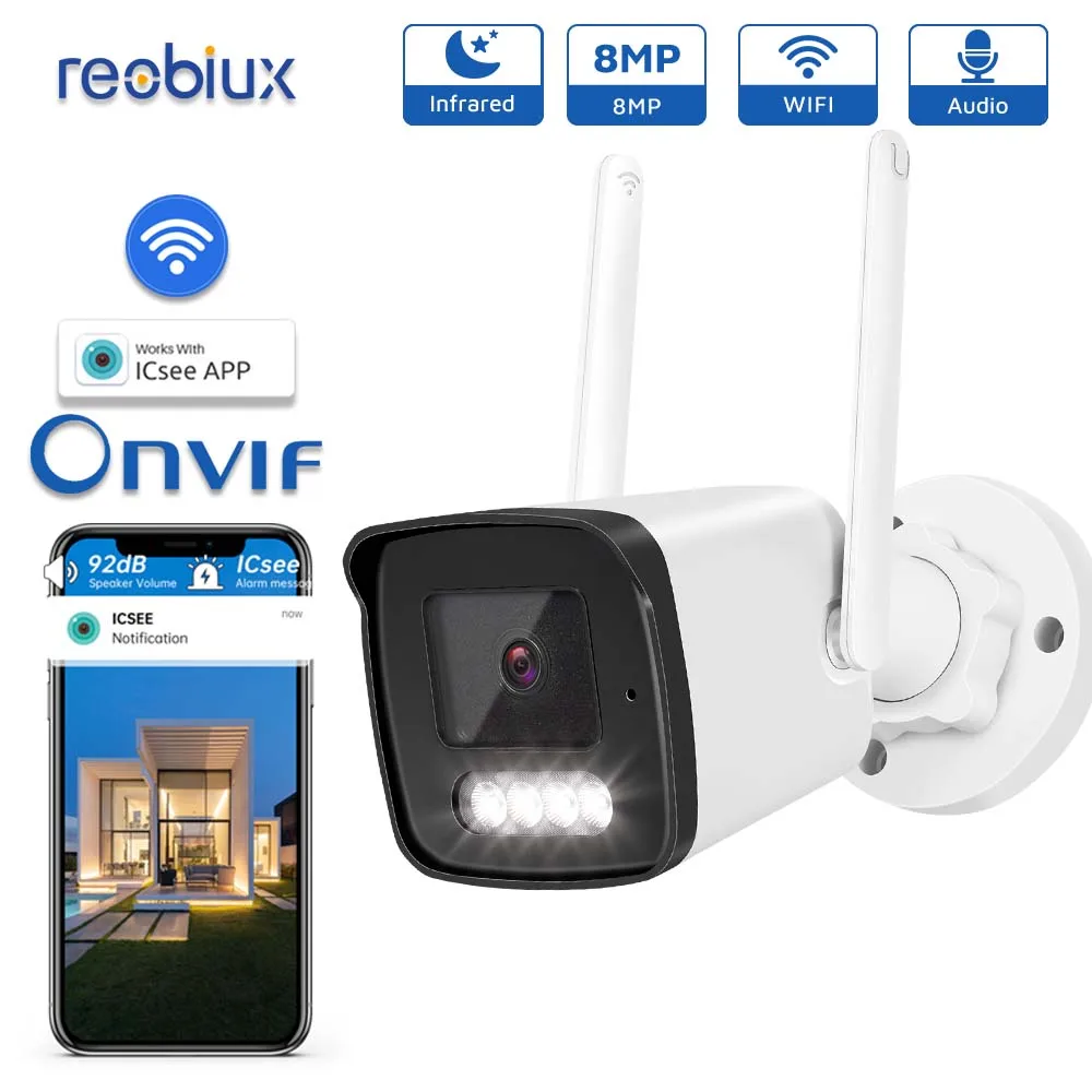 Telecamera Ip 8Mp 4K Wifi Hd Outdoor Visione Notturna A Infrarossi Protezione Di Sicurezza Registrazione Audio Telecamera Cctv Di Sorveglianza Wireles