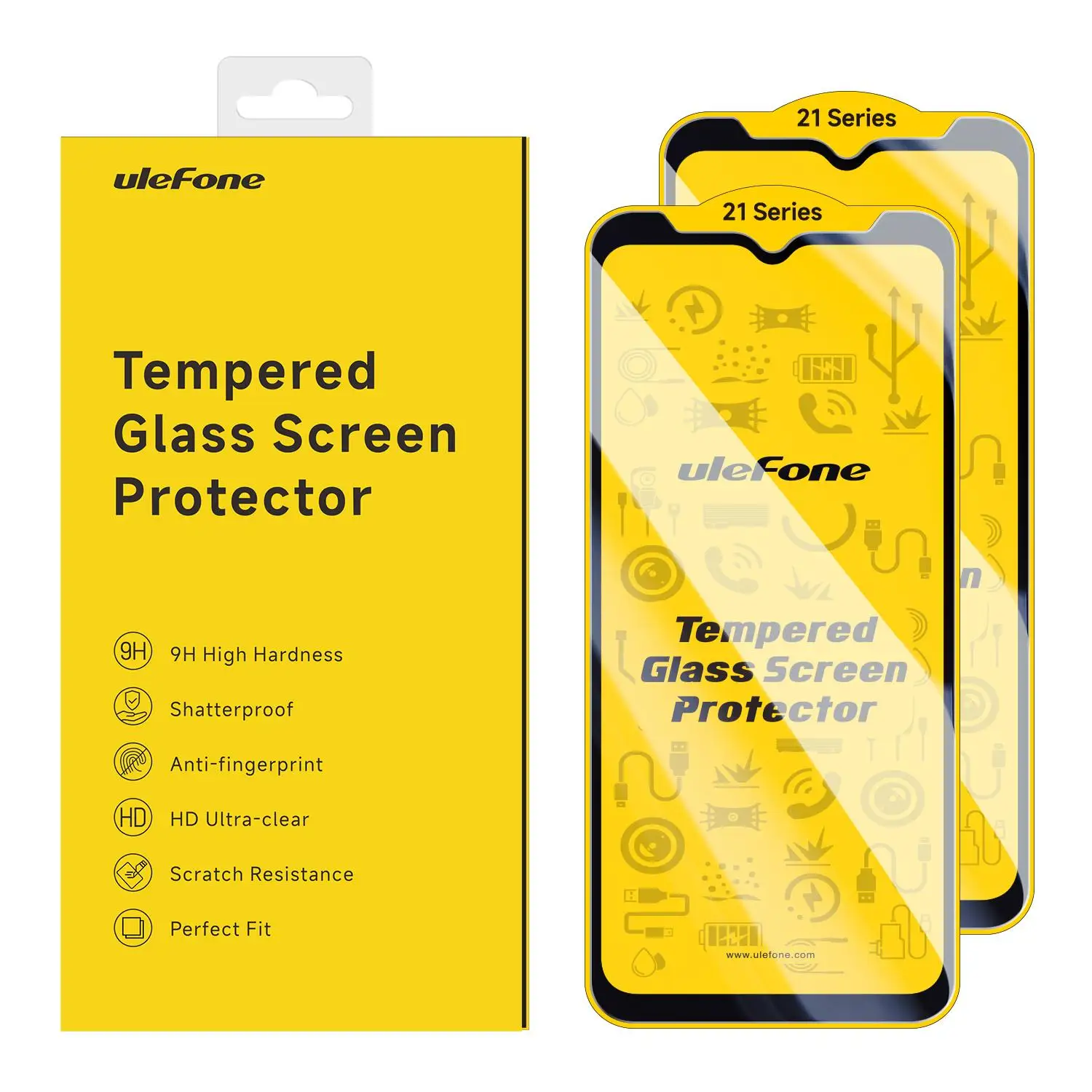 For Ulefone Armor 21 2pcs / Pack Ulefone 9H HD Anti Fingerprint Tempered Glass Screen Protector