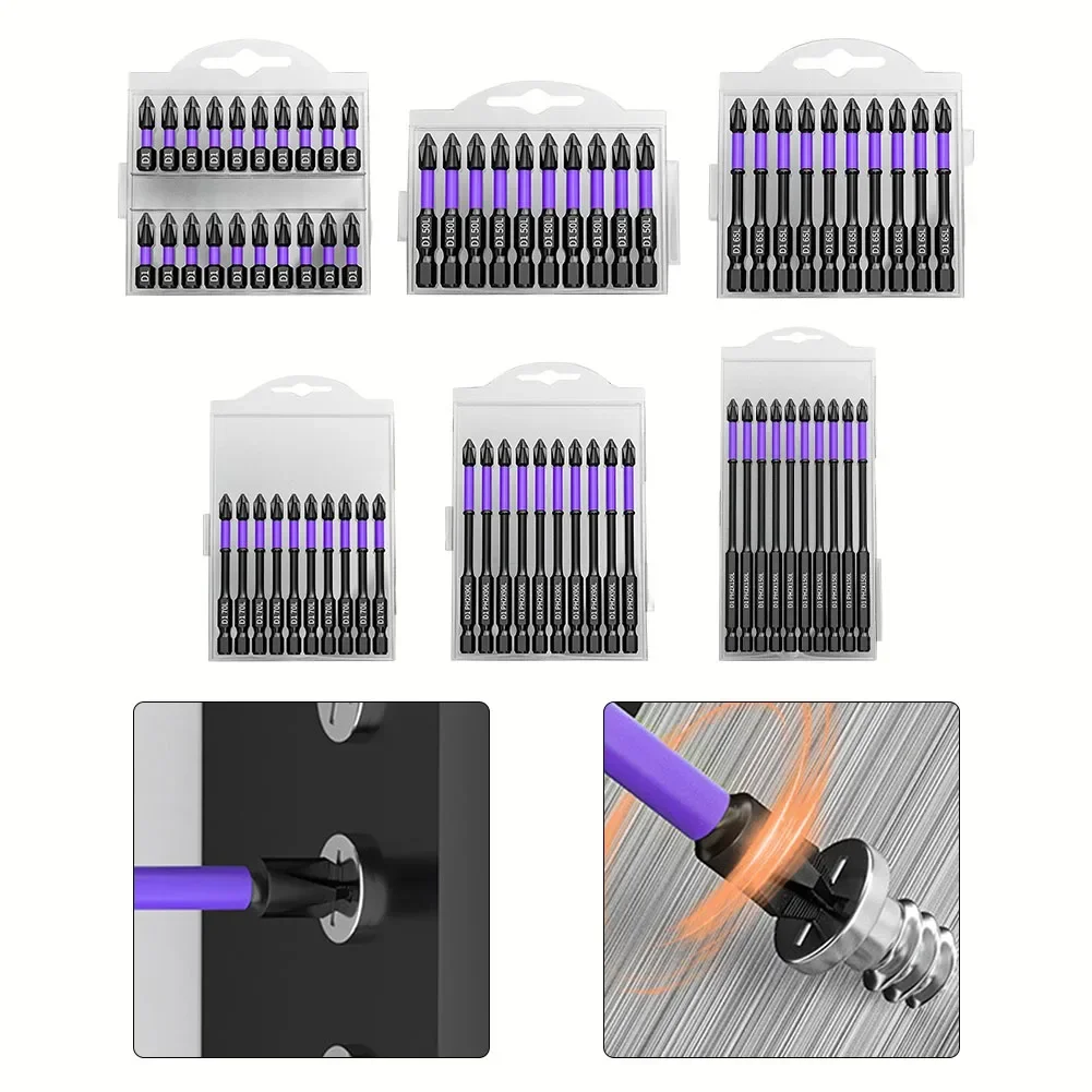 PH2 Cross Screwdriver Set Magnetic Batch Head Hardness Impact Drill Bit Non-slip Screwdriver Hand Tools 25/50/65/70/90/150mm screwdriver set