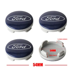 Set of 4 Stylish 54mm Auto Wheel Hub Caps - Original Design - Ford (Blue)