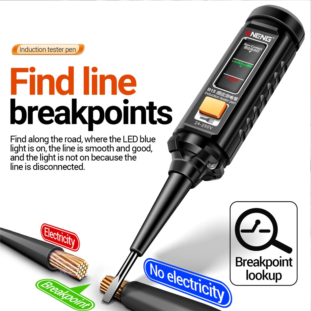 24-250V Professional AC Voltage Detection Pen Highlight Color Light Electrician Screwdriver NCV Electricity Pen Electrical Tools voltage detection pen