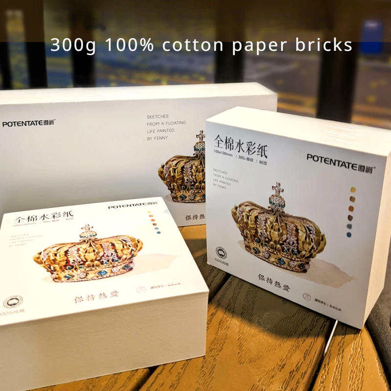 

100% Cotton 300g Watercolor Paper Fine Grain 80 Sheets of Paper Bricks Hand-painted Portable Sketchbook Square Drawing Paper