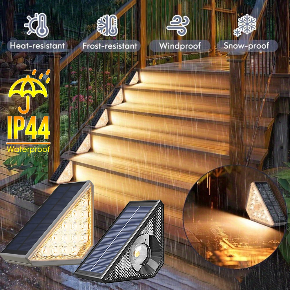 LED Step Lamp Stair Light IP44 Outdoor Waterproof Solar Light With Lens Anti-theft Design Decor Lighting For Garden Deck Path