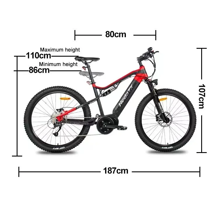 New Central Motor Peak 1000W 48V18AHBattery 27.5Inch Ebike Full Suspension 9-speed Aluminum Alloy Frame Hydraulic Brakes