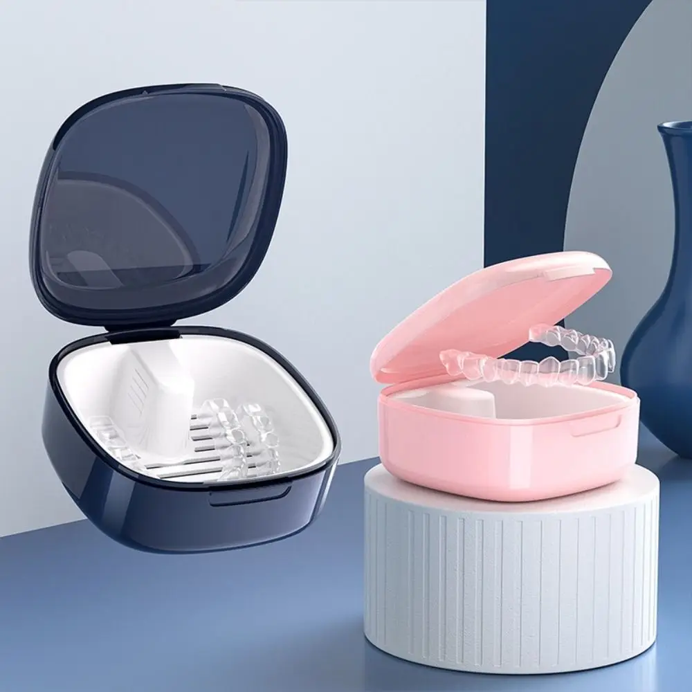 Portable Denture Storage Box Orthodontic Retainer Dustproof Braces Cleaning Boxes Sealed Cleaning Denture Soak Box Oral Hygiene 4