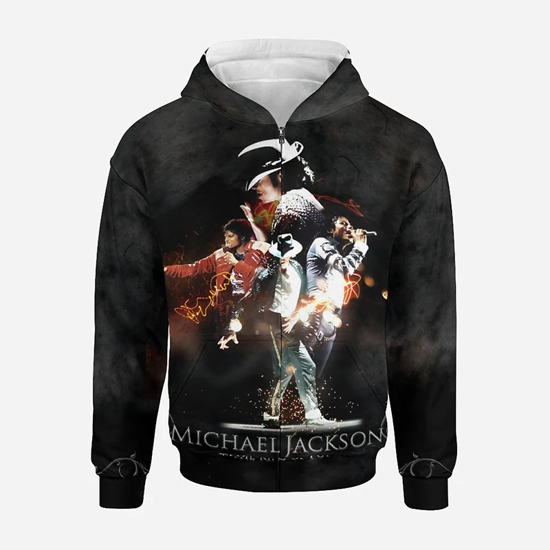 

2022 New Casual Streetwear Michael Jackson 3D Print Zip up Hoodies Men Women Children Cool Zipper Sweatshirt Harajuku Hip Hop