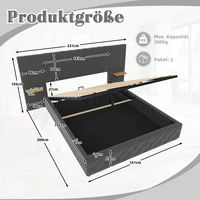 Современный каркас кровати 160x200 см — широкое мягкое изголовье со светодиодной подсветкой и USB-портами, кровать для хранения с гидравлическим подъемником, место под кроватью — изображение 2