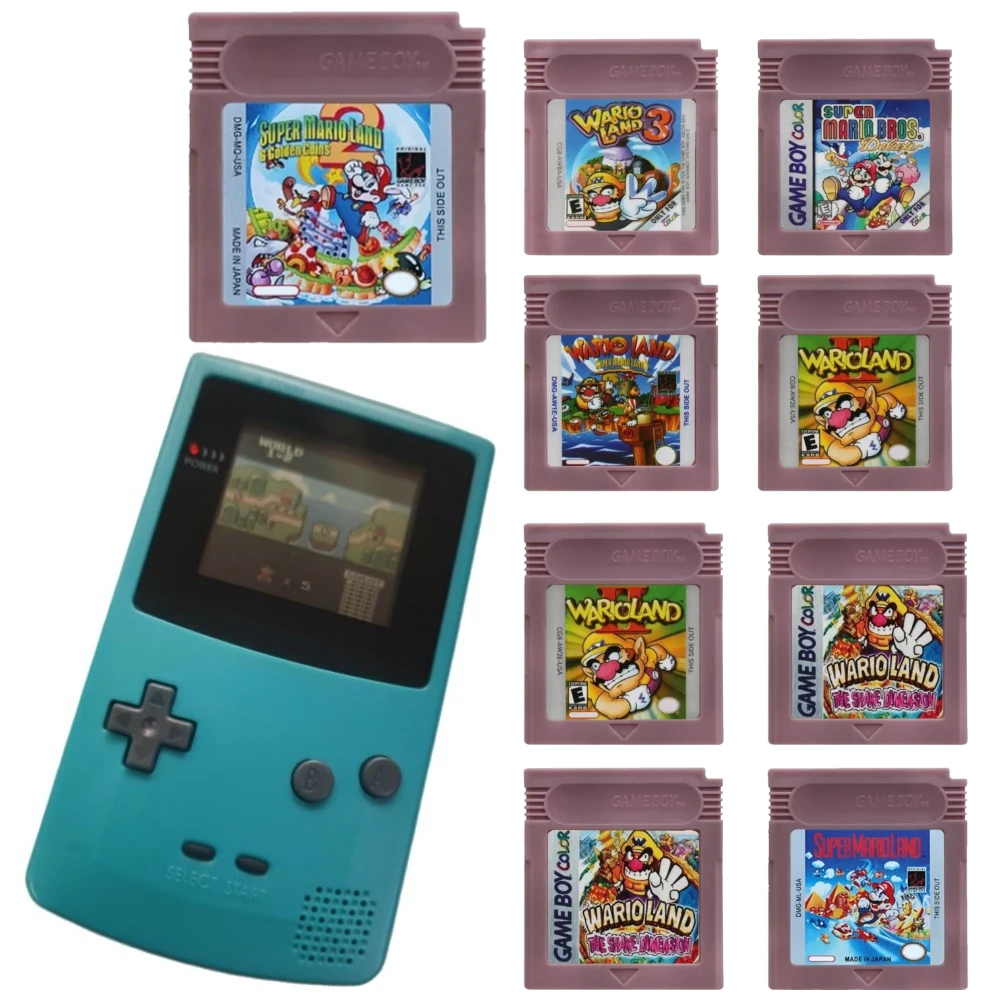 미국 GBC 16비트 게임 비디오 게임 카트리지 콘솔 16비트 게임 카드 와리오..