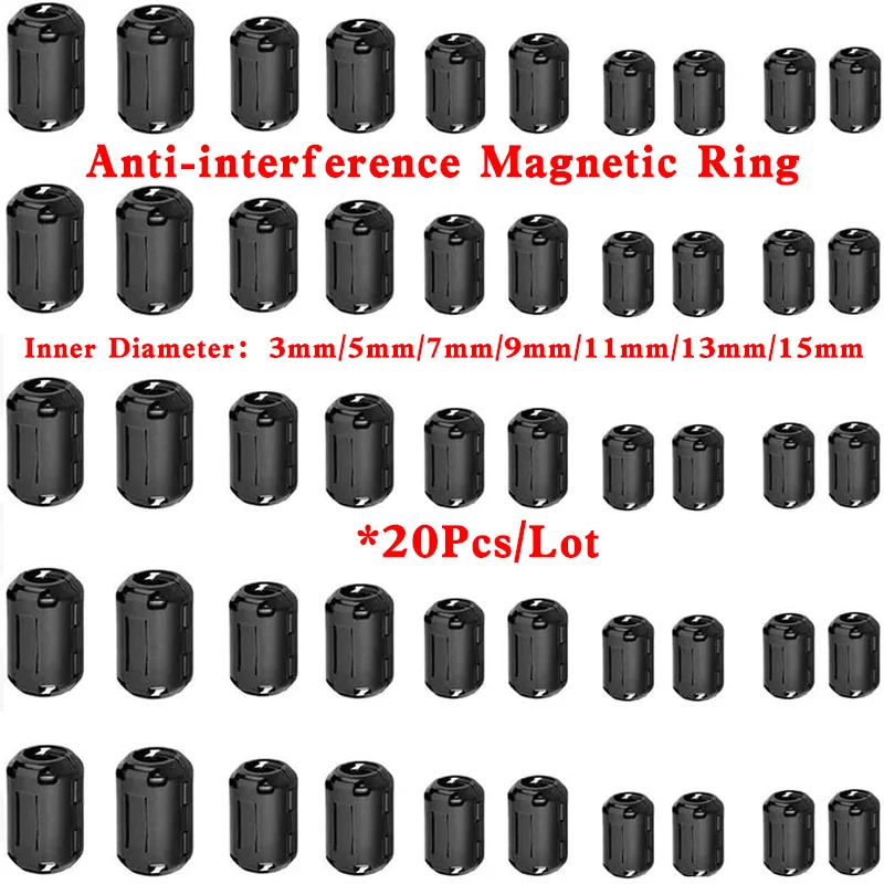 20Pcs3.5/5/7/9/13/15mmRingCoreFerriteBeadClampChokeCoilEMIRFINoiseFilterClipSnapCableforBlackMagneticSnap-on-AliExpress13
