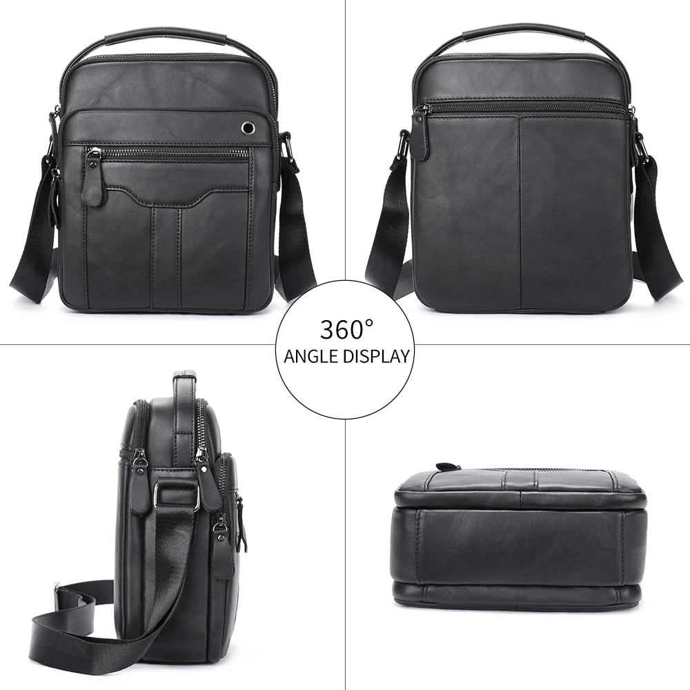 First layer cowhide soft leather men's shoulder bag  Vertical square multi-functional laptop bag  European and American handbag