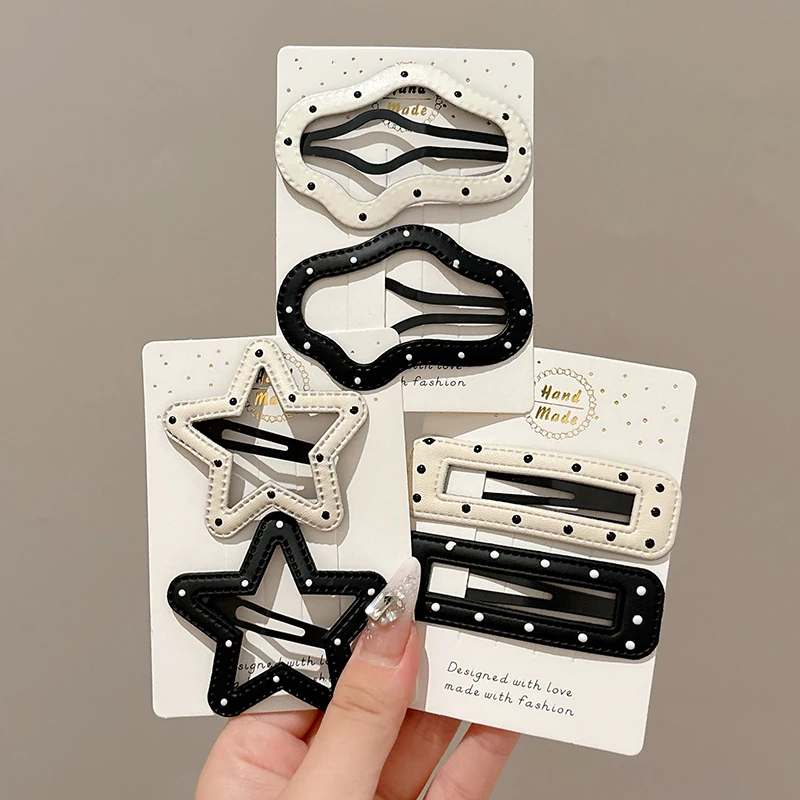 2pcs Korean Fashion Hairpin Clouds Five-Pointed Star Shaped Hollow Hair Clips Bb Clip Barrettes Woman Sweet Girls Headdress