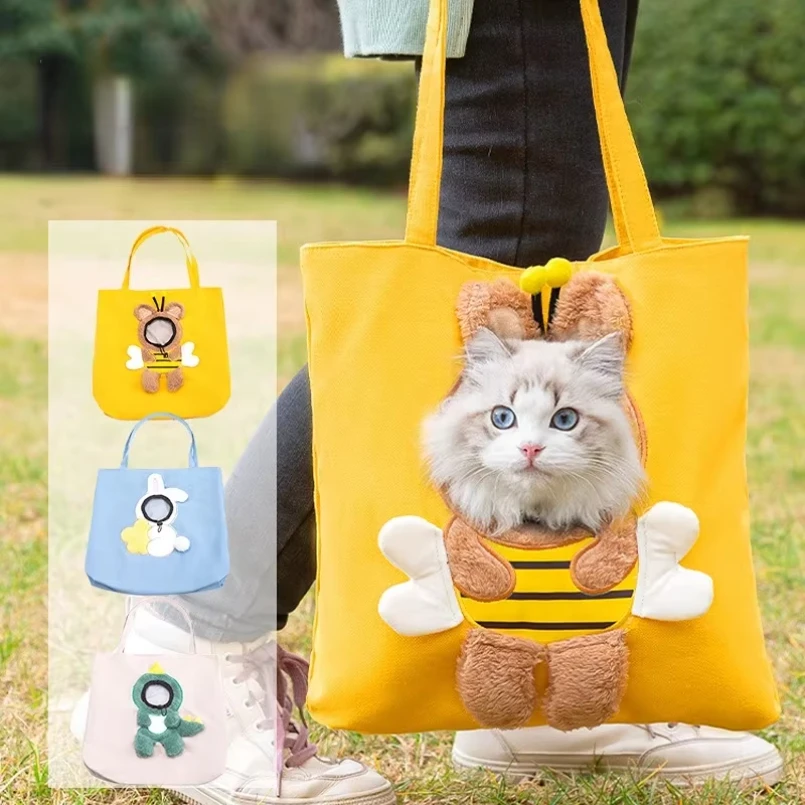 Pet Canvas travel Bag Shoulder outdoor carrier Bag Cats and Dogs Tote Small Pet Carrier Fashionable Breathable