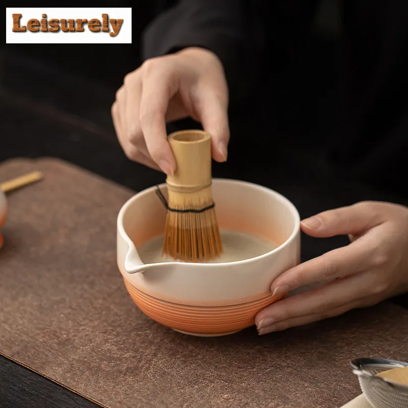 Creative Gradient Color Conch Ceramic Tea Set Complete Set Tea Brush Japanese Matcha Set Kit Green Tea Powder Tea Ceremonial
