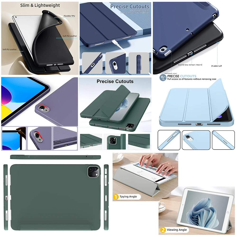 Premium Tri-fold Flip Case with Auto Sleep/Wake and Soft Protective Cover