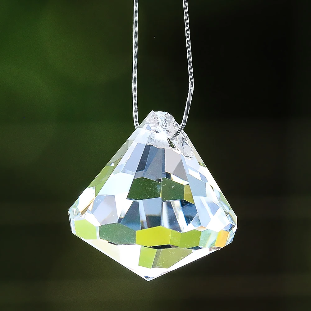 2PC 20MM Clear Diamond Conical Single Pointed Obelisk Glass Crystal Faceted Prism Chandelier Lamp Part Aurora Sun Catcher Dangle 2pc 35mm clear sun catcher shining love heart faceted prism glass crystal jewelry pendant dangle ceiling chandelier lamp hanging