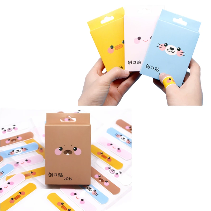 20 шт./корт. Дышащая клейкая повязка с рисунком мультяшных животных Детская