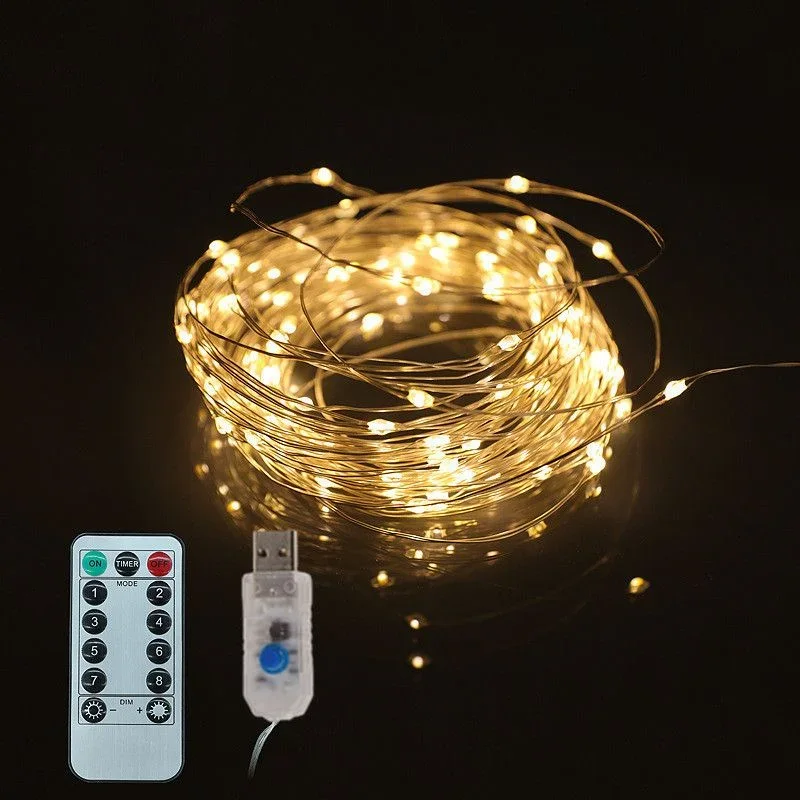

Party Wedding Christmas Decoration 10/20M Remote Control 8 Mode Fairy Light Outdoor Garland LED Garden Copper Wire Lights String