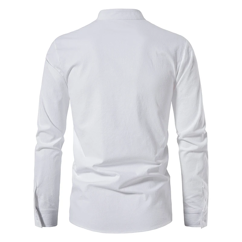 King Billion Herrenhemden Casual Herren Baumwolle Leinen Langarm T-Shirt Frühling Herbst Vintage Shirt US-Größe Kordelzug Hals – Detail 13