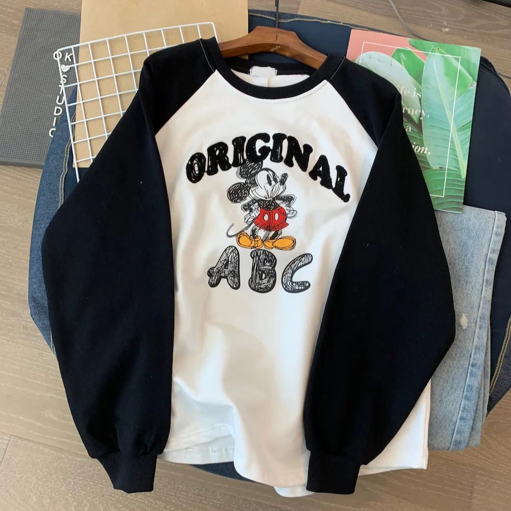 

Disney Mickey Mouse print women's sweatshirt pattern Mickey print pullover loose long sleeve crewneck sweatshirt Y2K