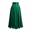 2025 Spring and Autumn European and American Large Size Solid Color OL Skirt High Waist Skirt Pleated Lace-up Long Skirt