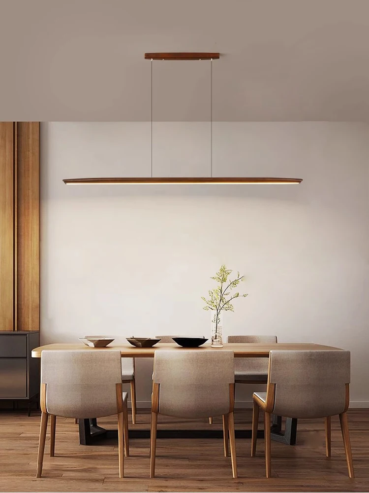 

2024 Trendy Natural Black Walnut White Pine Wood LED Dimmable Pendant Light Chandelier Luminaire Hanging Lamp For Dinning Room