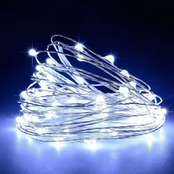 Vibrant LED Fairy String Lights with Copper Wire - Battery Powered Decorative Lighting for Weddings, Parties, and Holidays (White)
