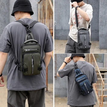 New Multifunction Crossbody Bag For Men Anti-theft Shoulder Messenger Bags Male Waterproof Charging USB Bag Casual Tote 2
