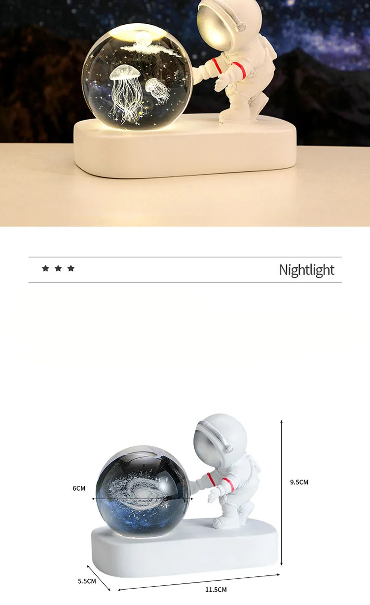 Créatif 3D astronaute boule de cristal Led veilleuse pour enfants