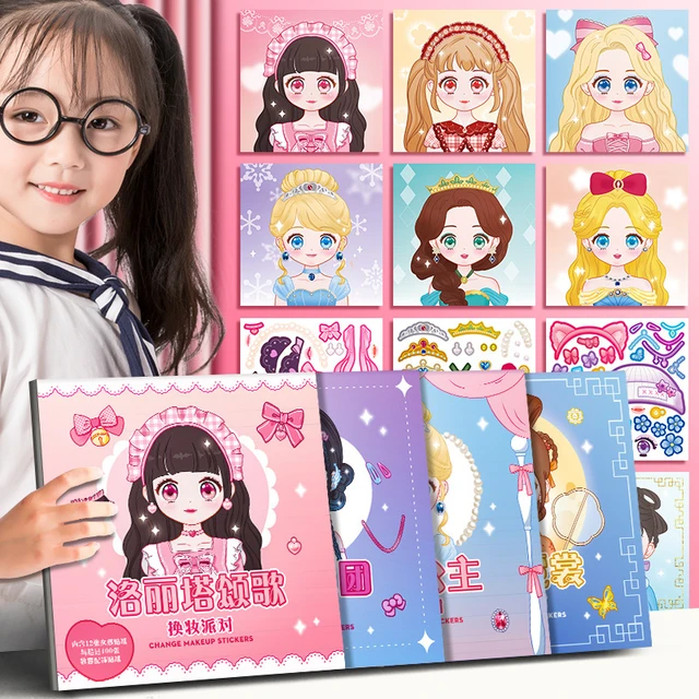 Children's Educational Toy Princess Makeup And Coloring Set For Girls  Dress-up Game, Including Diy Coloring, Dress-up Stickers, Cute Girl Sticker  Book (10 Sheets/set)